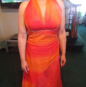 Jump Apparel Pink and Orange Ombre Formal Gown